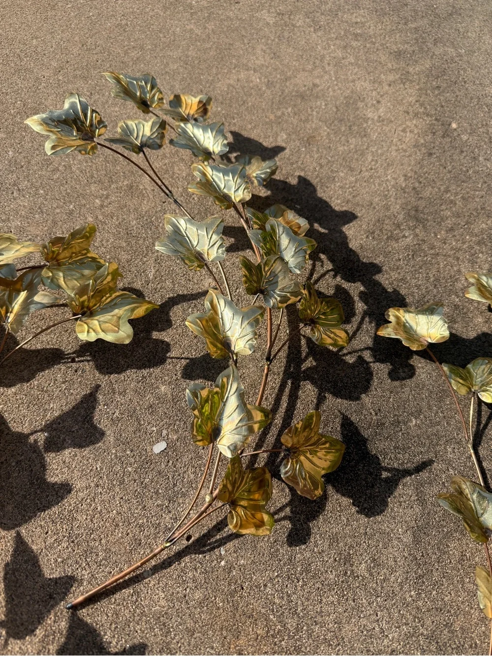 Vintage MCM Homco Gold/Brass Ivy Leaf Wall Decor Set (3 Pieces)